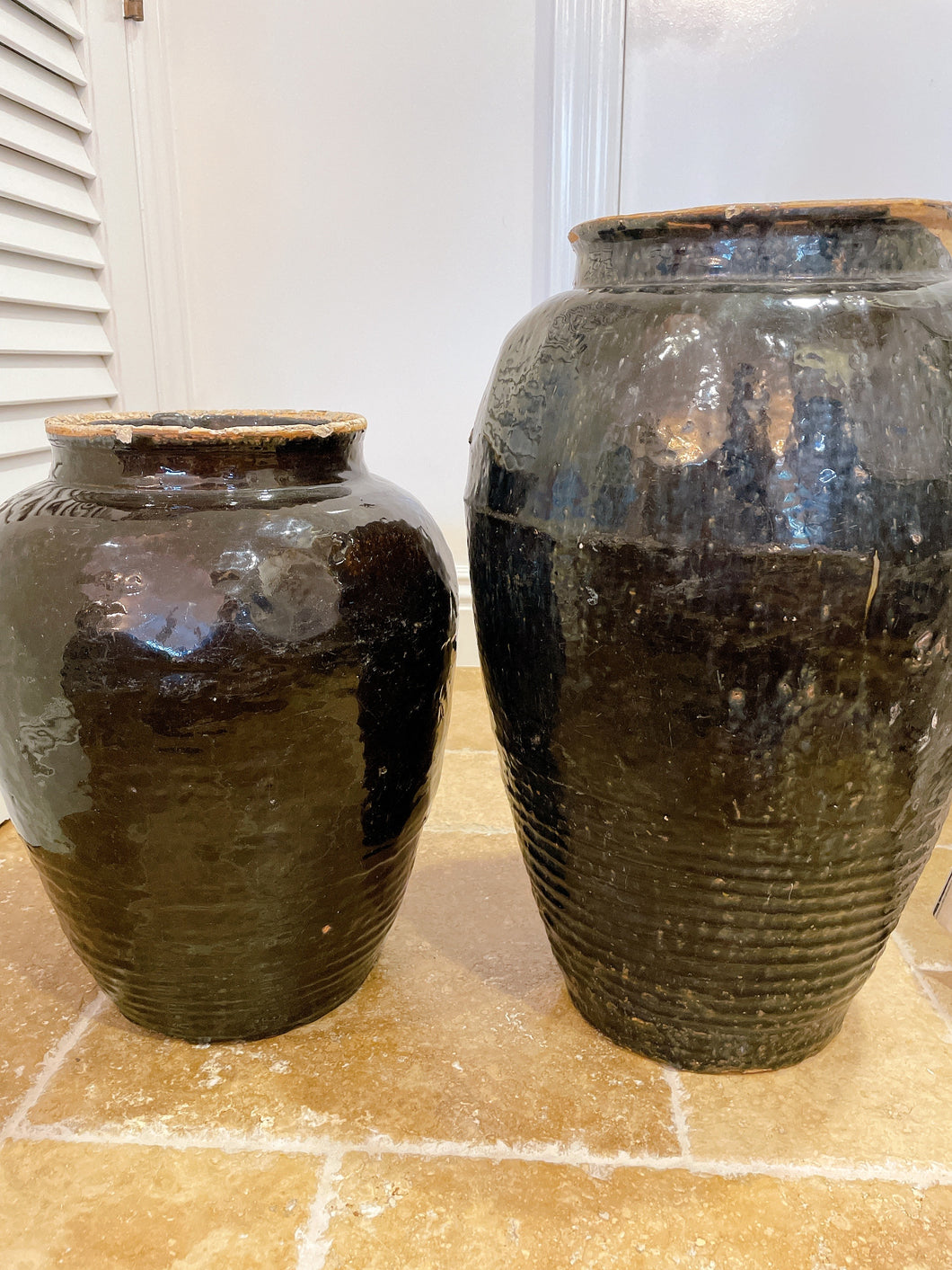 Vintage Pots Glazed Black